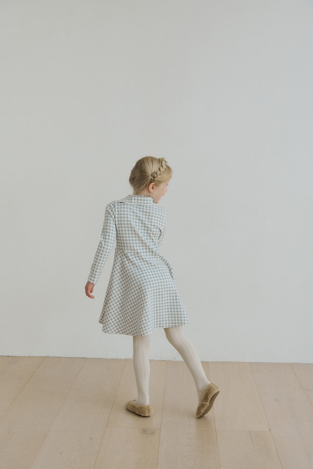 (予約) inné / Petal cotton ops - blue gingham