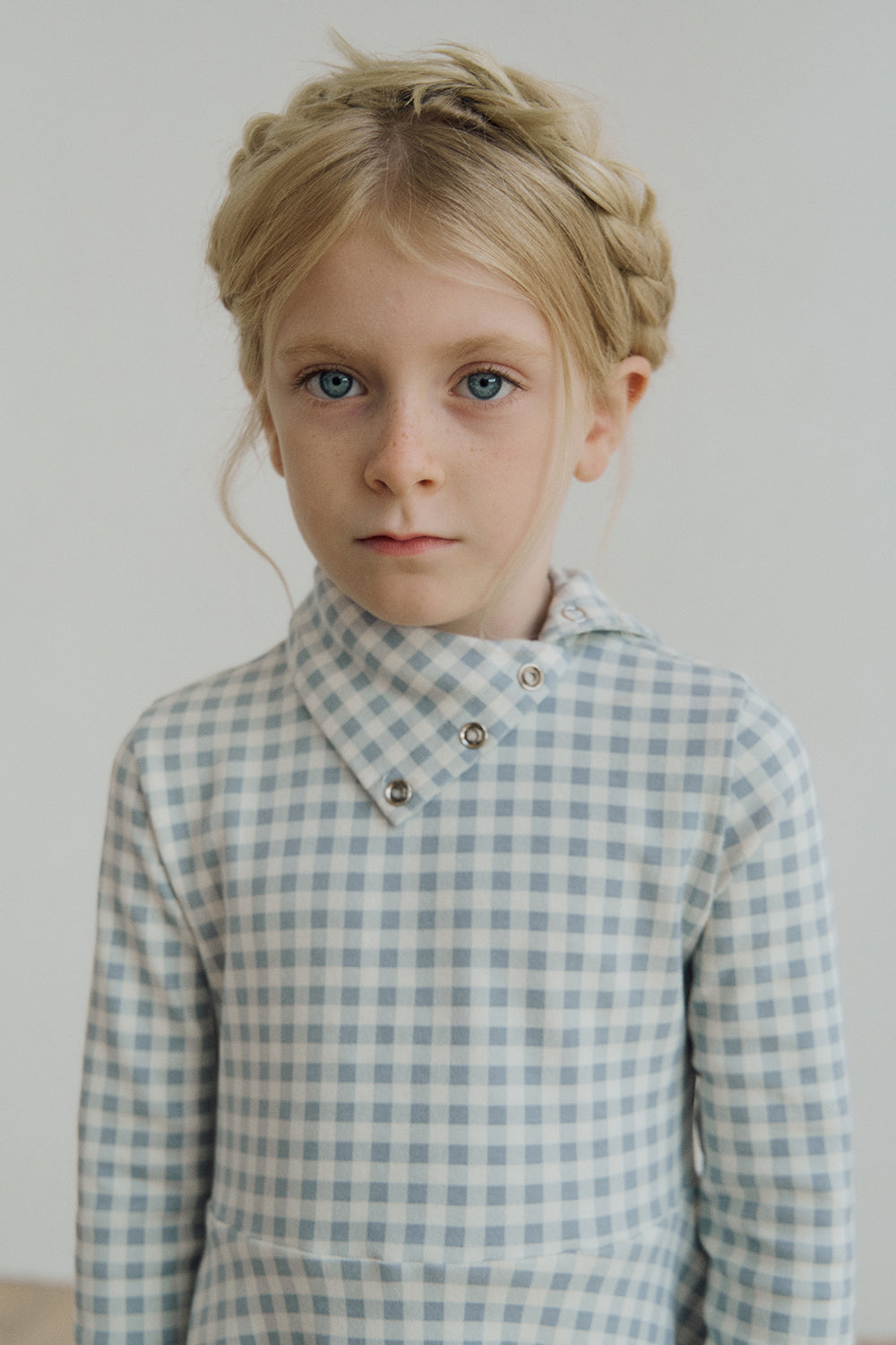 (予約) inné / Petal cotton ops - blue gingham