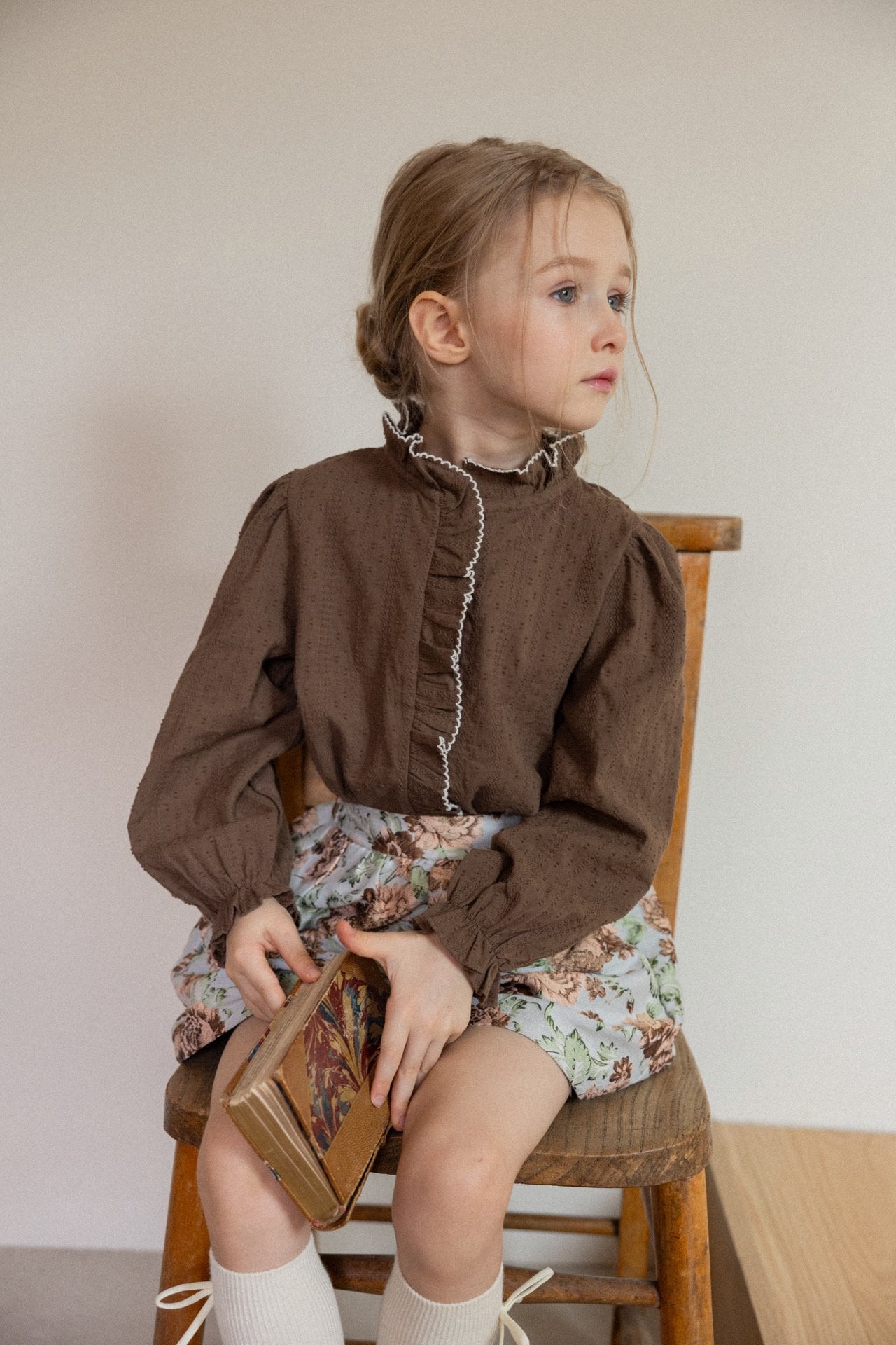 (予約)perro bebe / Ages blouse - brown
