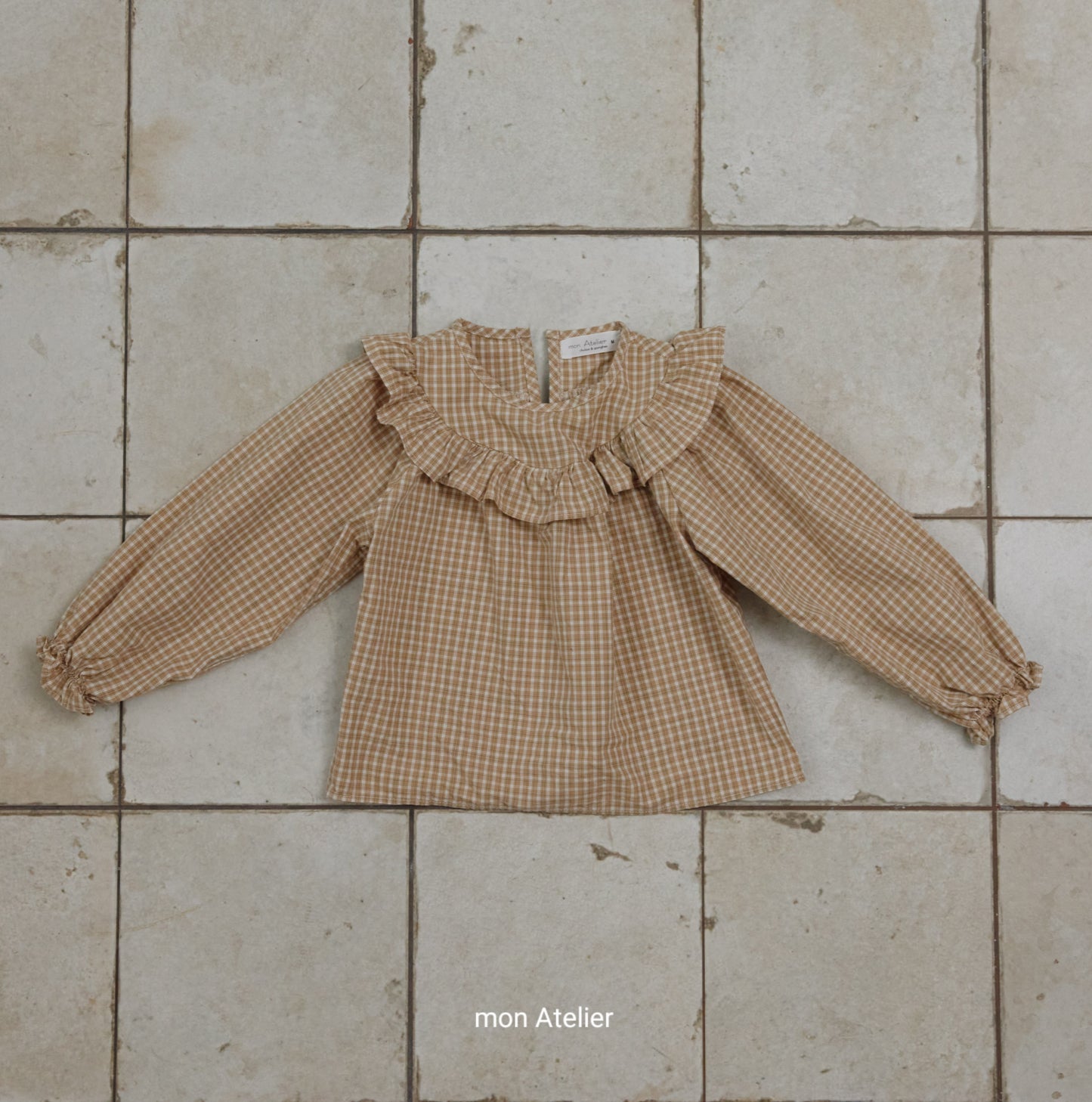 (予約) mon Atelier  / check frill blouse