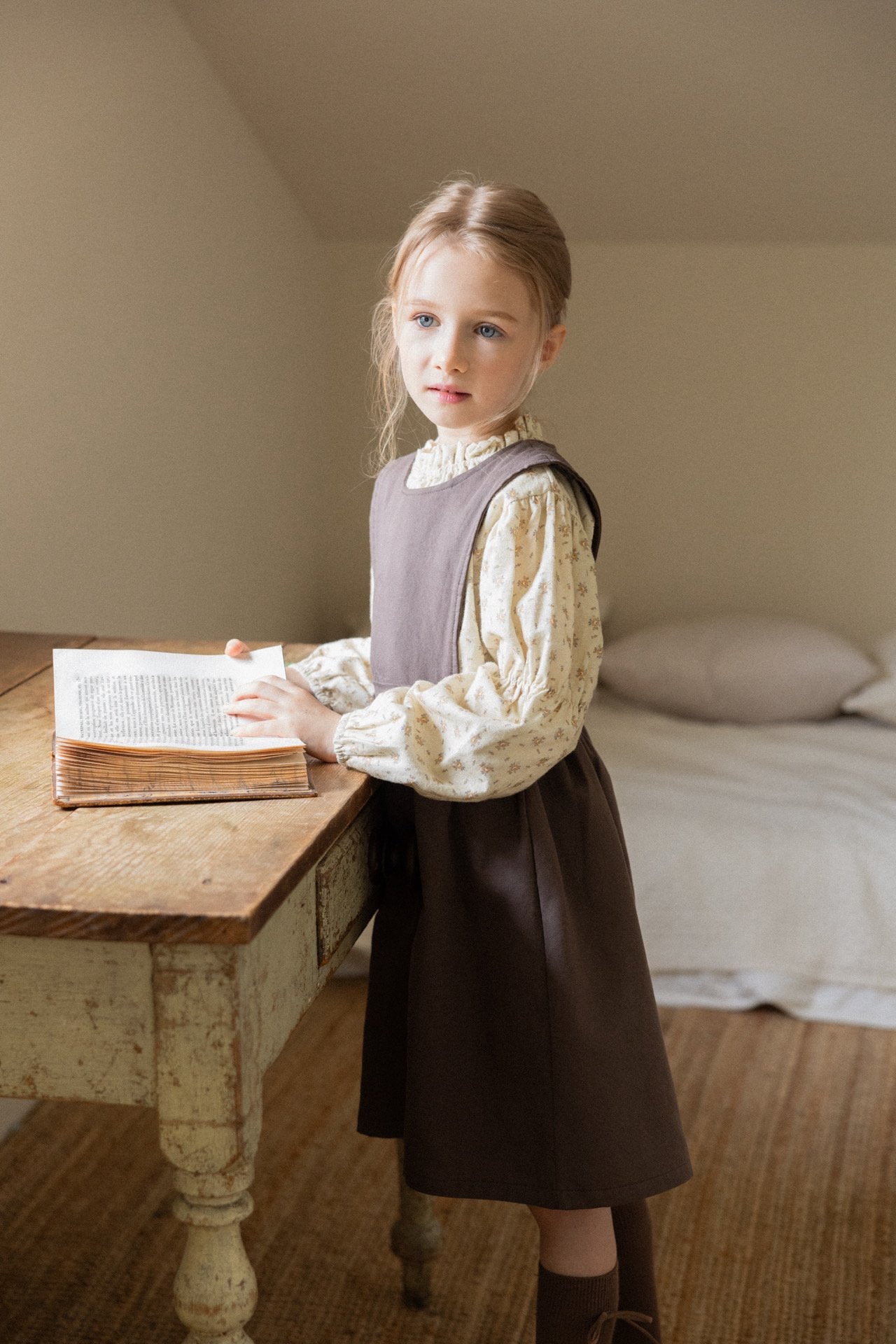 (予約)perro bebe / Rosalia dress - brown