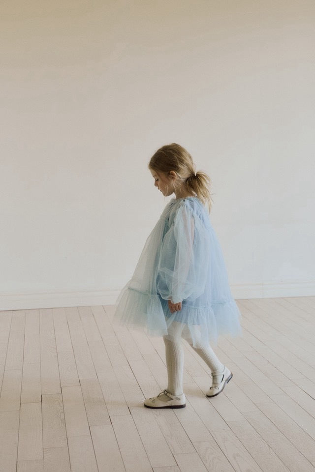 送料無料(予約) inné / Tulle dress - haze blue -