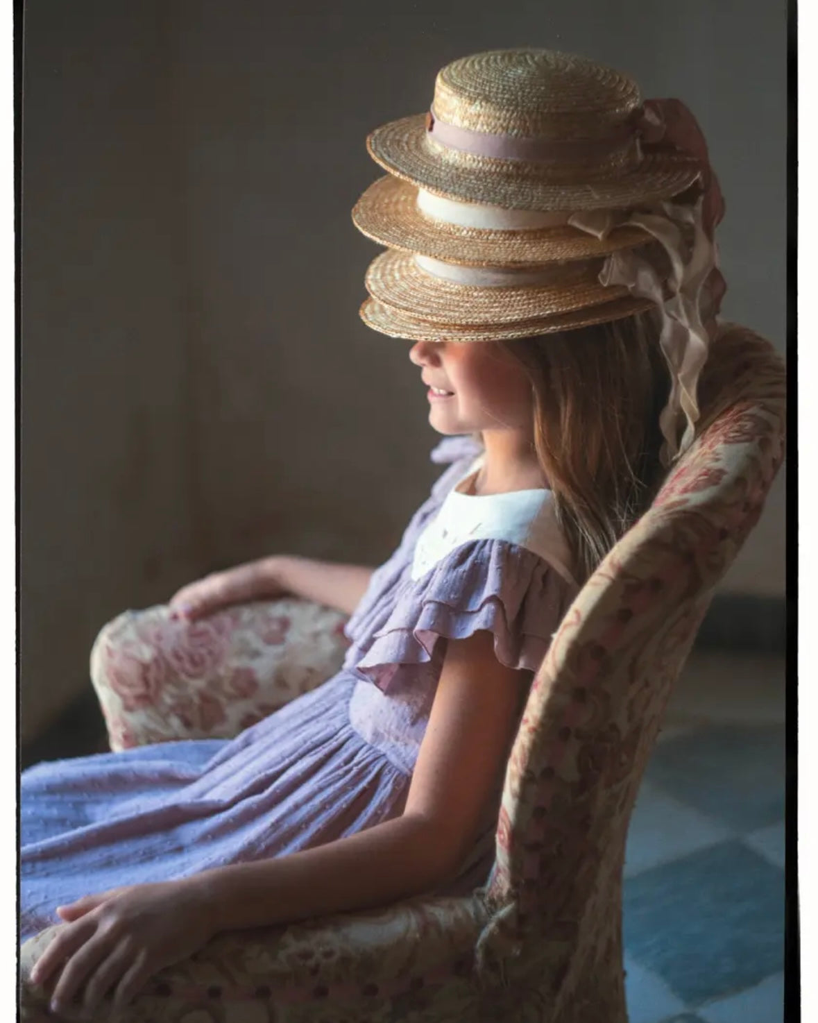 (Popelin / Sand linen Natural straw hat