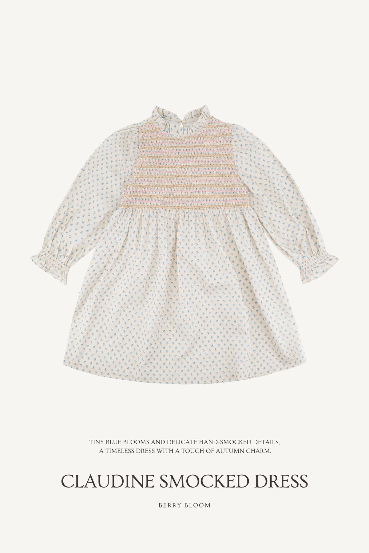 (予約) Saint Ella / Claudine smocked dress - Berry bloom