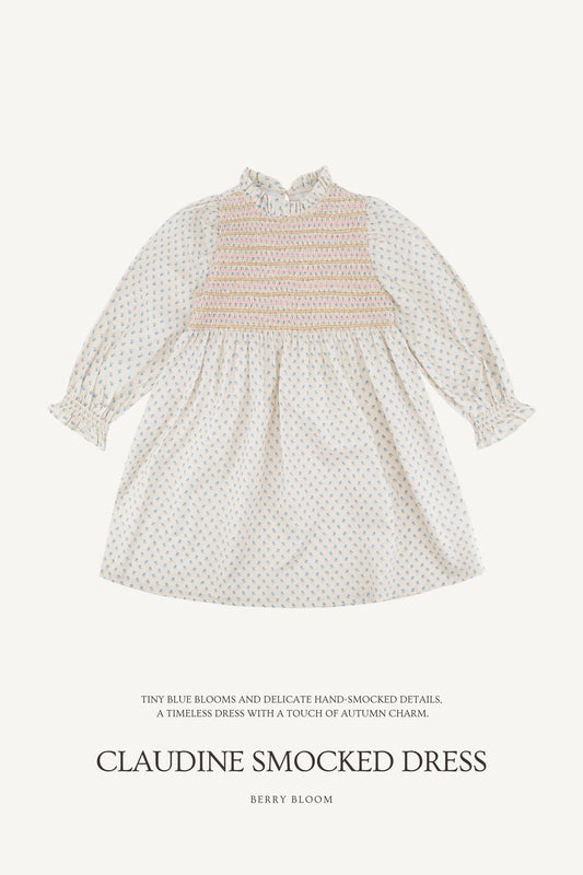 (予約) Saint Ella / Claudine smocked dress - Berry bloom