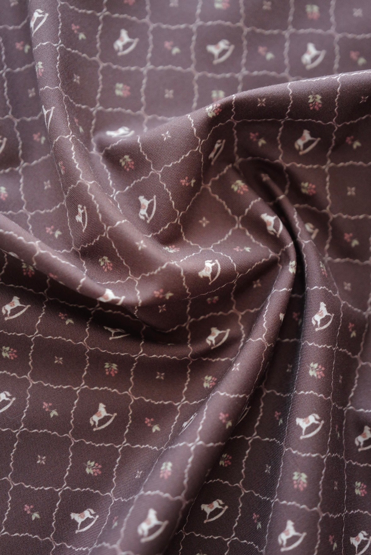original fabric " Cheval Antique - chocolat  "