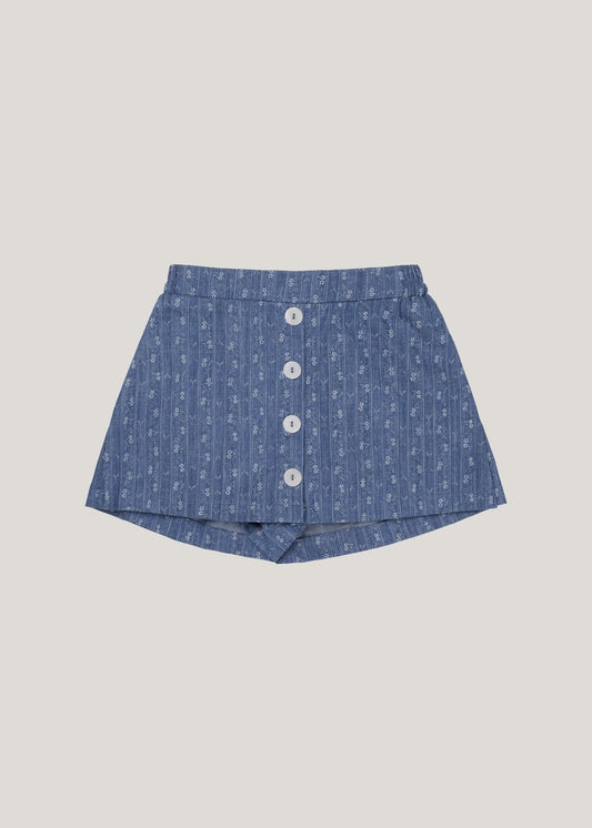 inné / floral denim shorts (blue denim)