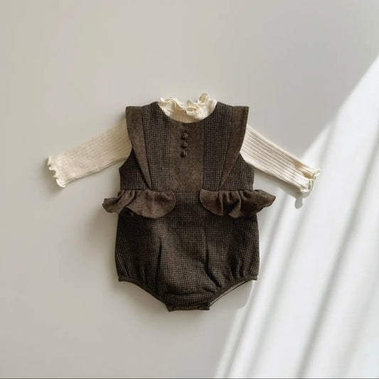 Popelin / Multi-coloured woollen romper suit with frill