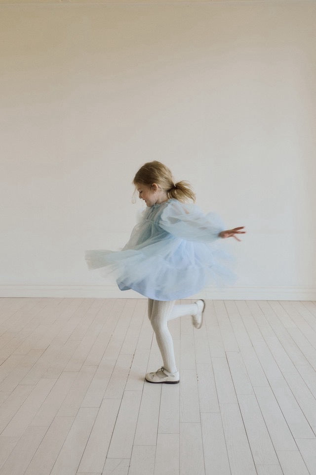 送料無料(予約) inné / Tulle dress - haze blue -