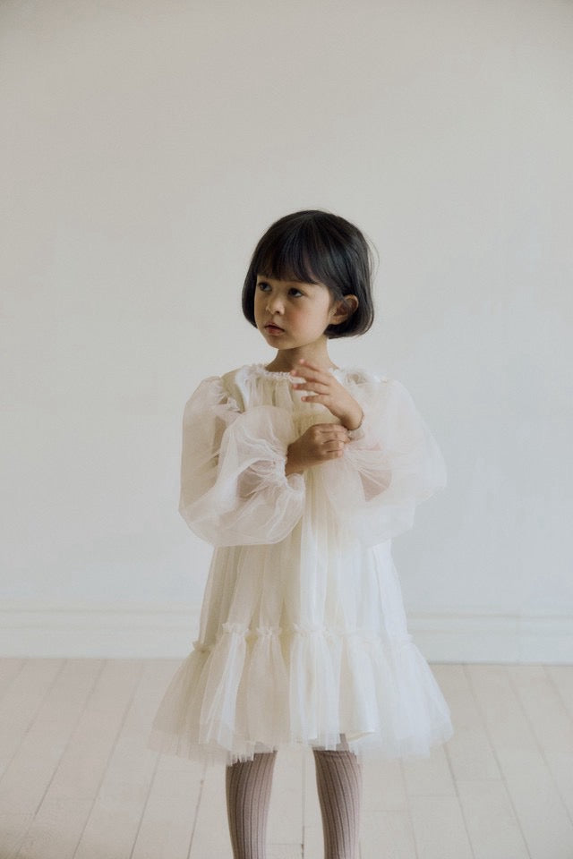 送料無料(予約) inné / Tulle dress - soft ivory -