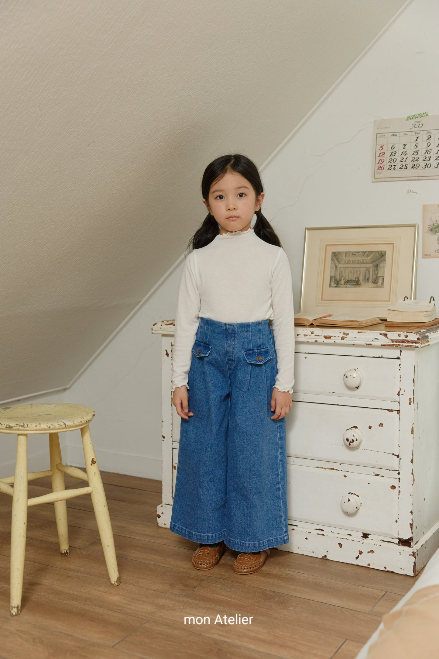 (予約) mon Atelier  / flap denim pants