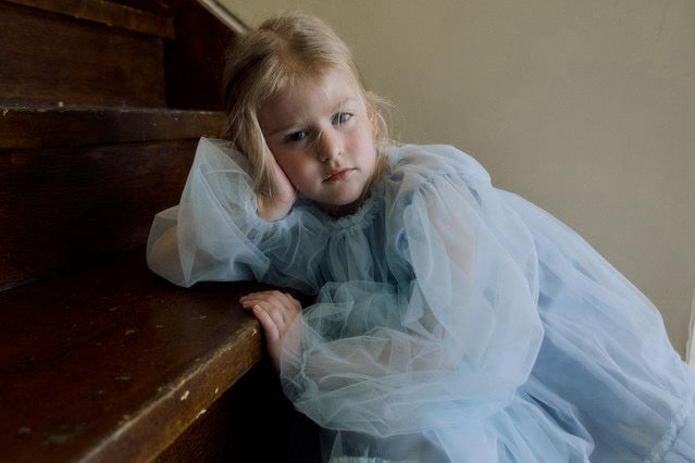 送料無料(予約) inné / Tulle dress - haze blue -