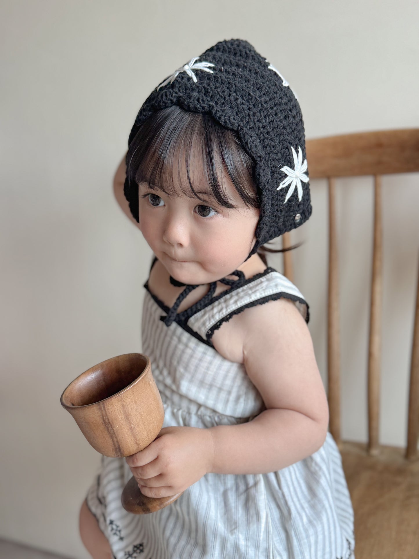 mazukuri / Embroidery bonnet  Black