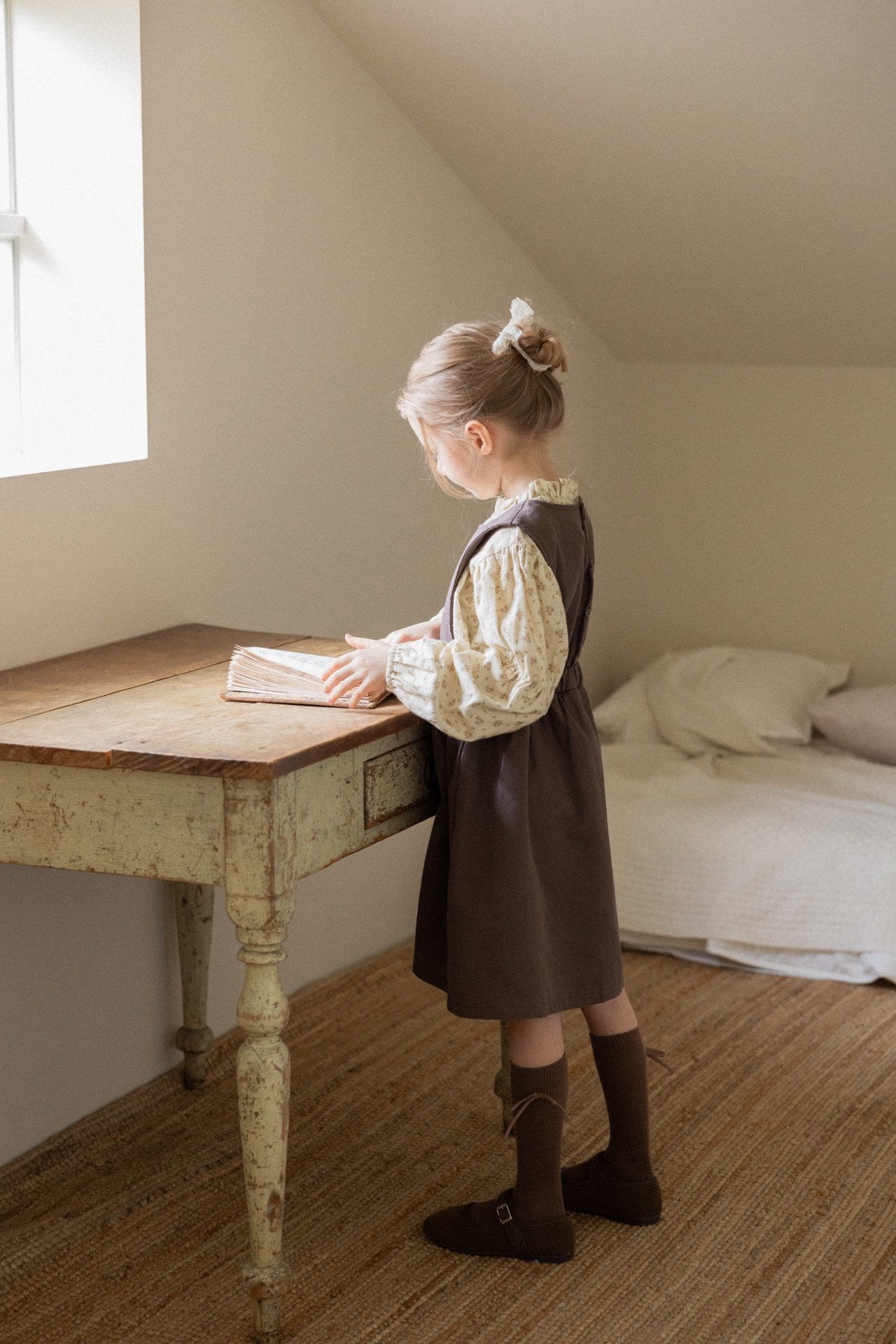 (予約)perro bebe / Rosalia dress - brown