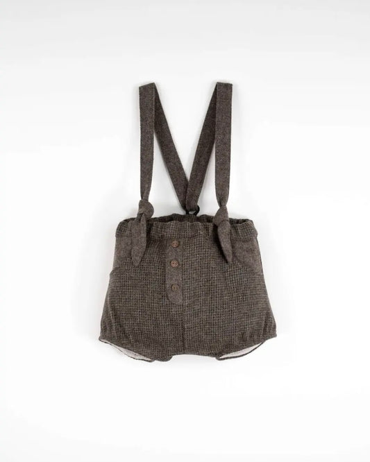 Popelin / Multi-coloured woollen culotte with removable straps and placket