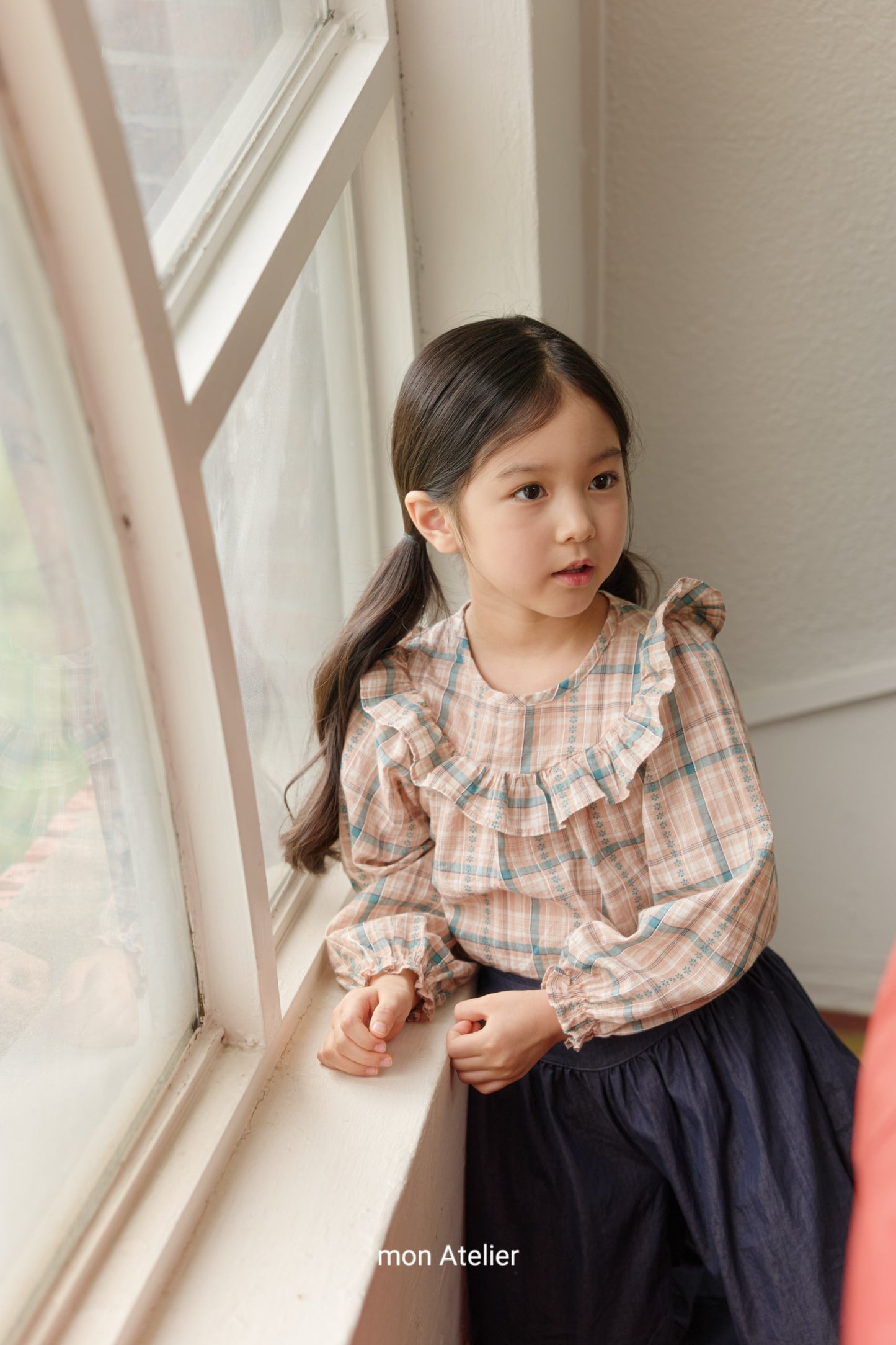 (予約) mon Atelier  / check frill blouse