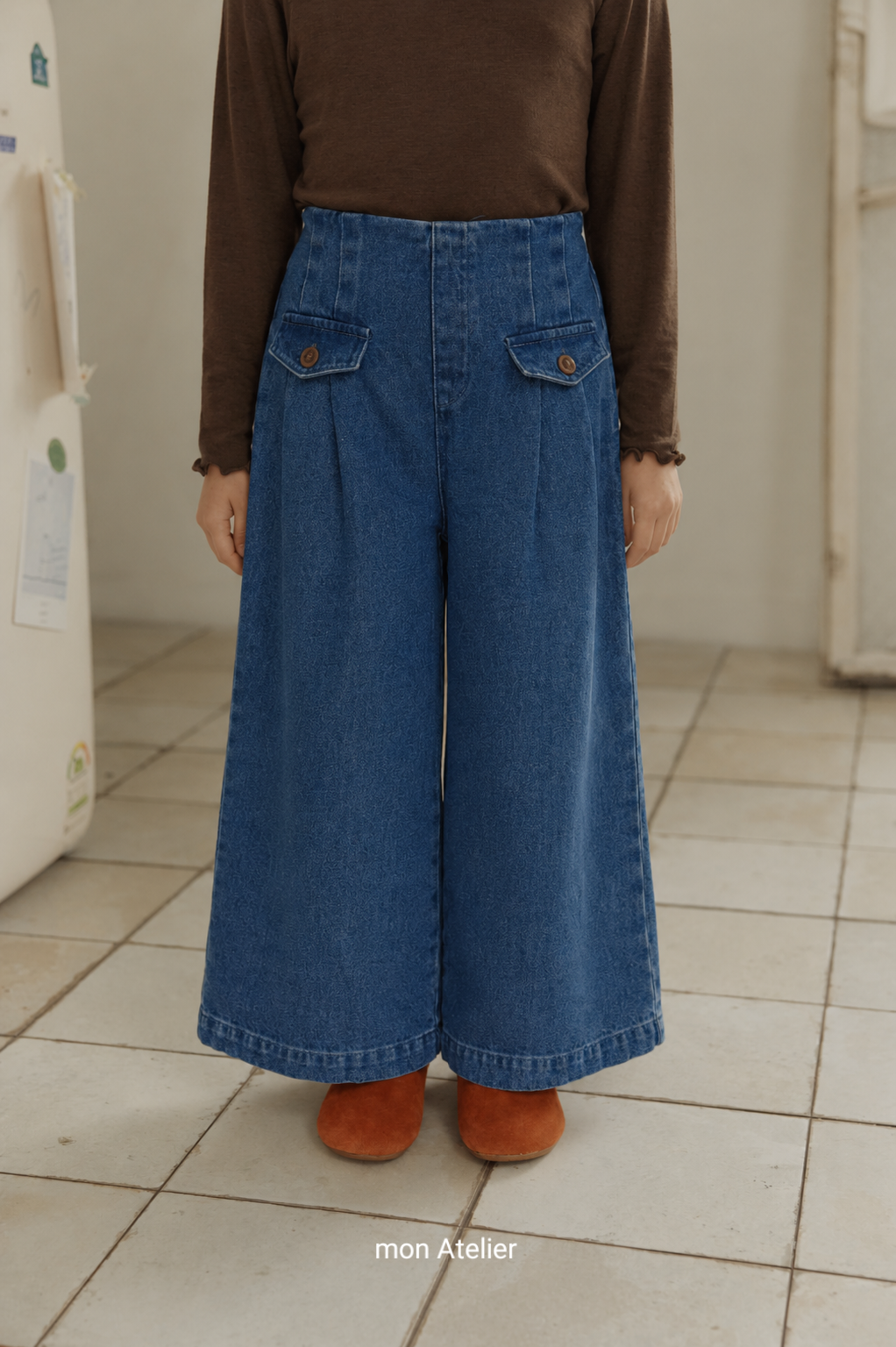 (予約) mon Atelier  / flap denim pants