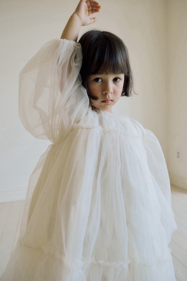 送料無料(予約) inné / Tulle dress - soft ivory -
