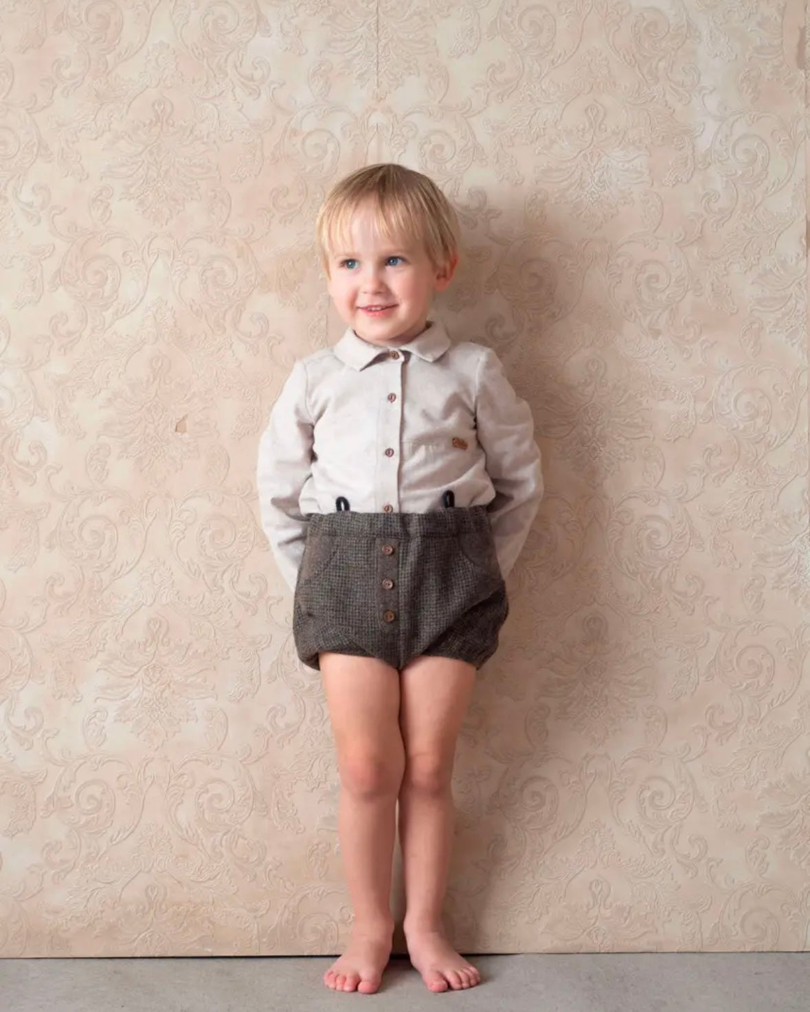 Popelin / Multi-coloured woollen culotte with removable straps and placket