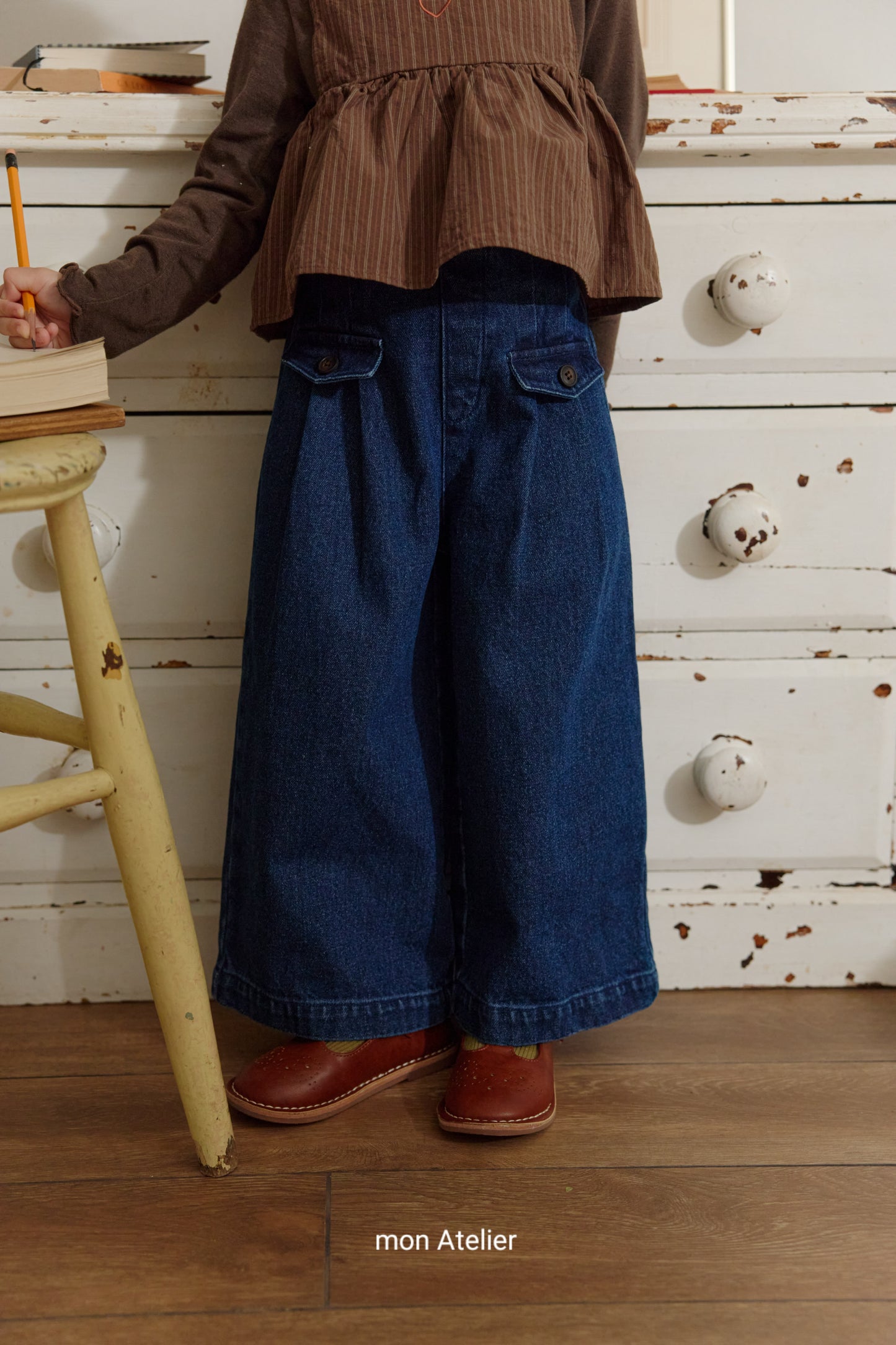 (予約) mon Atelier  / flap denim pants