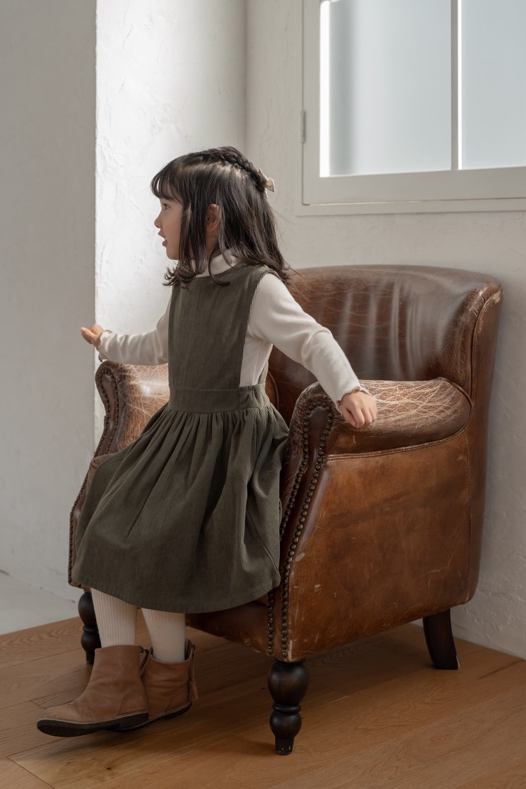 Brownie Dress  with miton / khaki