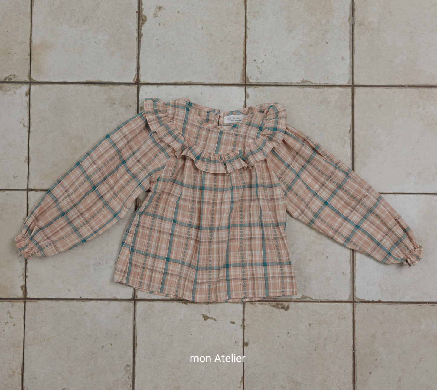 (予約) mon Atelier  / check frill blouse