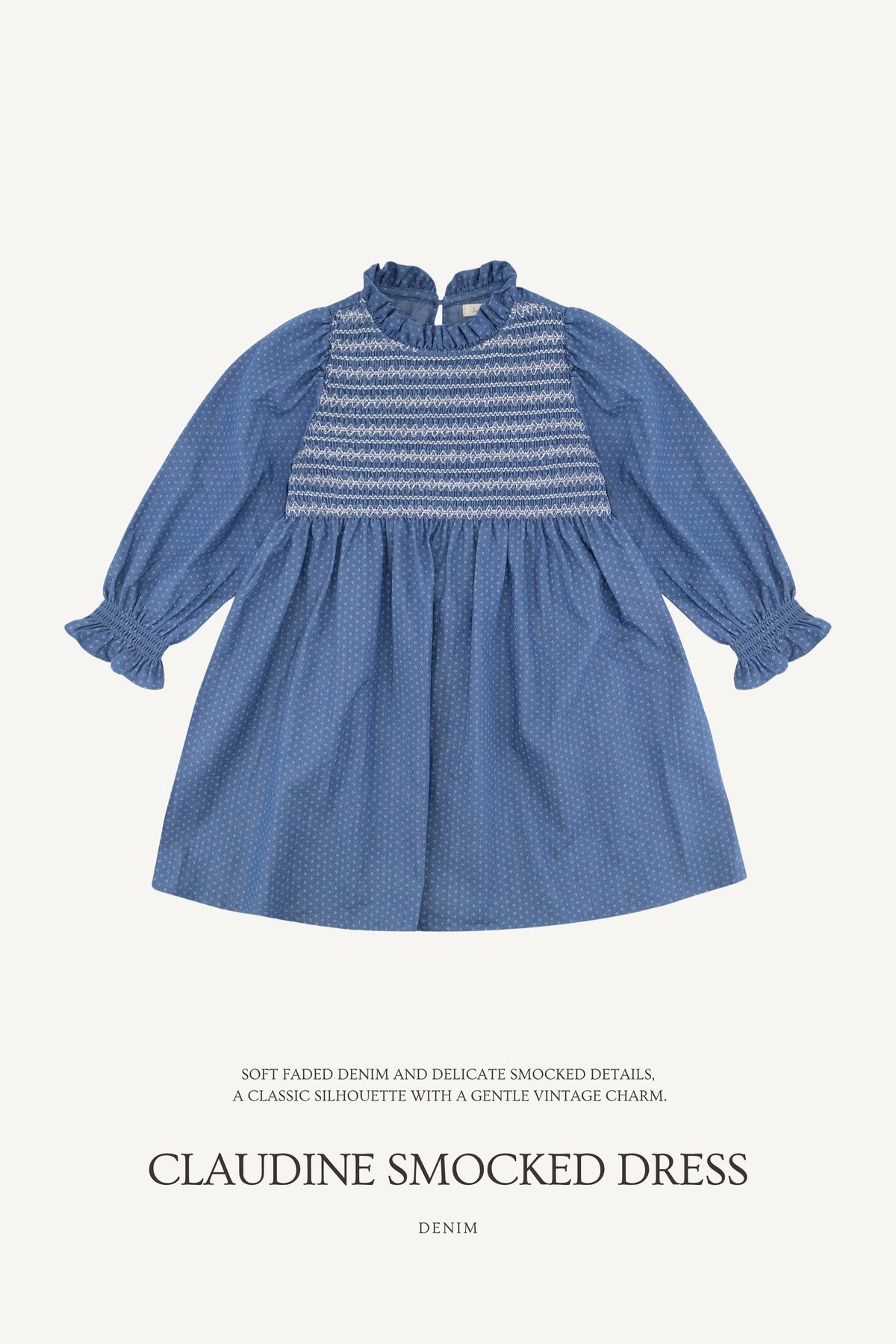 (予約) Saint Ella / Claudine smocked dress - Denim