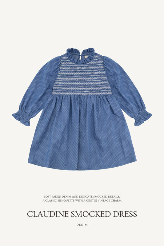(予約) Saint Ella / Claudine smocked dress - Denim