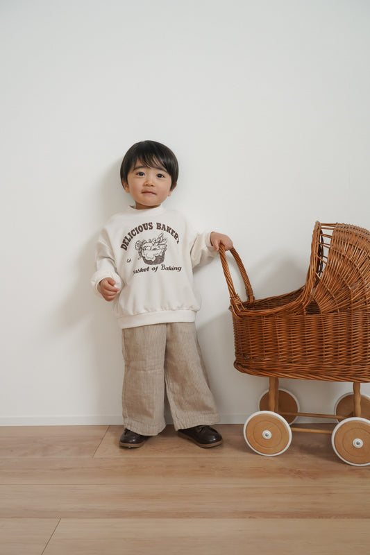 the beige / Stripe wide pants