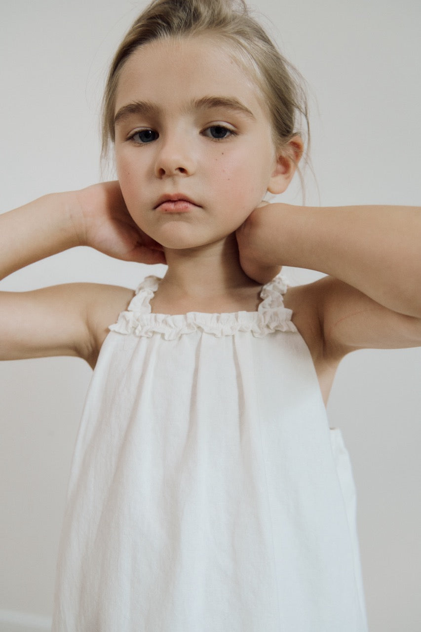 (予約) inné /  linen frill ops (white)