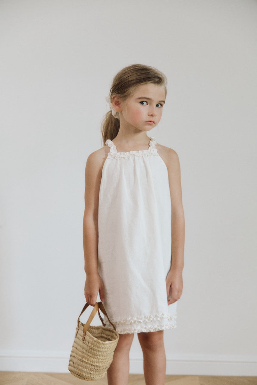 (予約) inné /  linen frill ops (white)