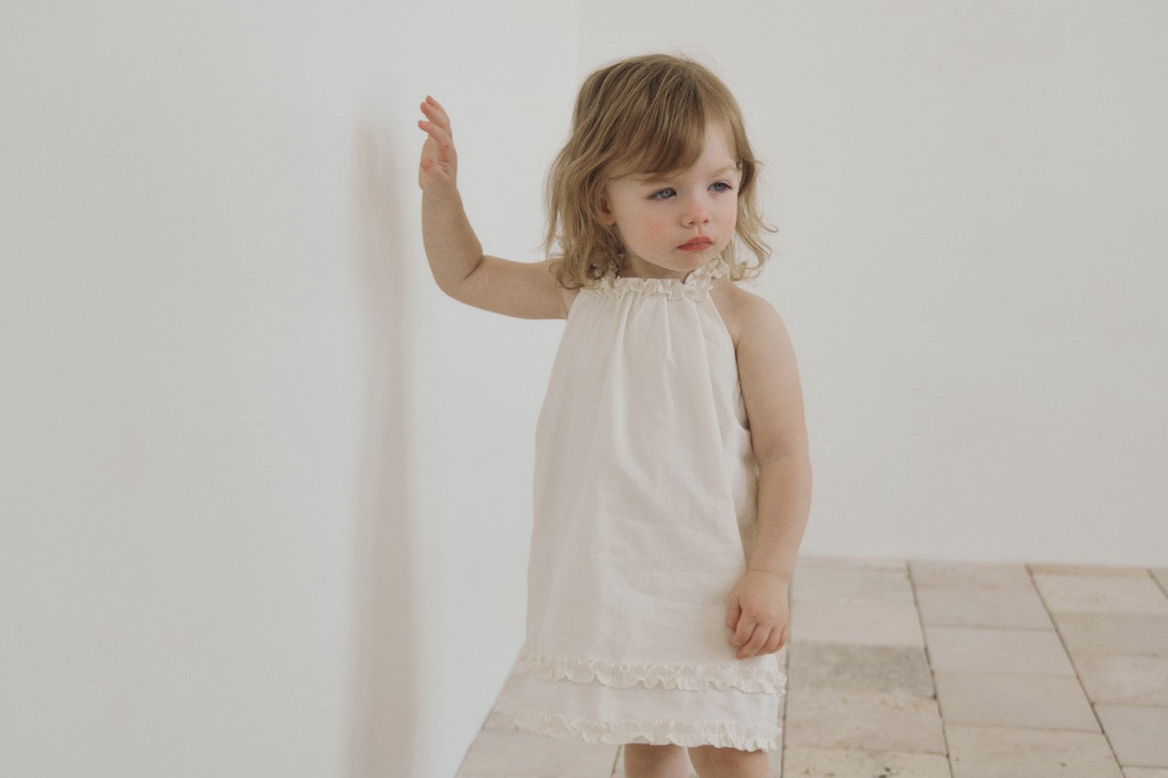 (予約) inné /  linen frill ops (white)