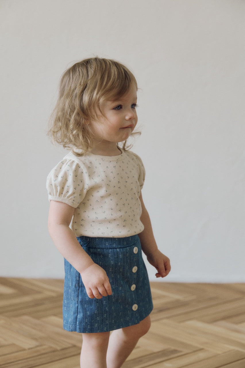 (予約) inné / floral denim shorts (blue denim)