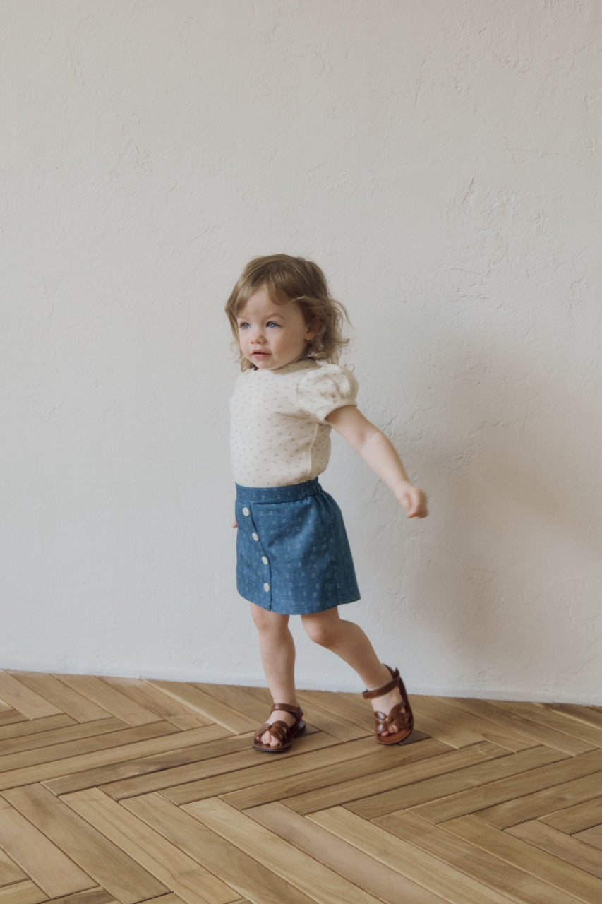(予約) inné / floral denim shorts (blue denim)