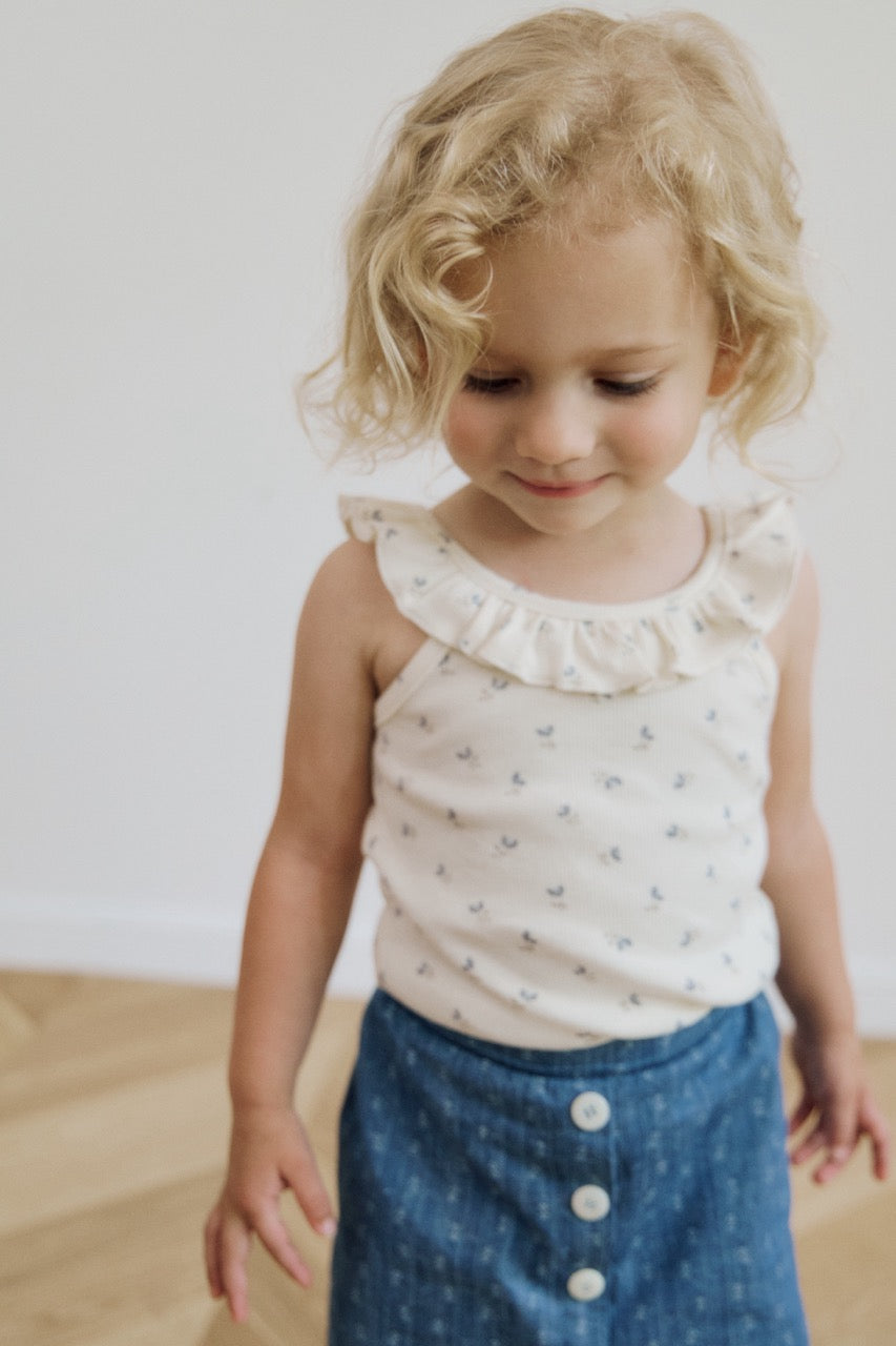 (予約) inné / floral denim shorts (blue denim)