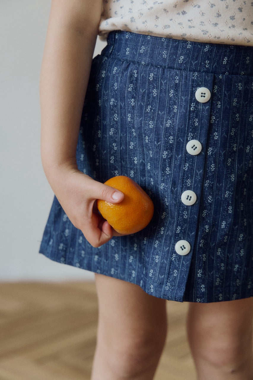 (予約) inné / floral denim shorts (indigo denim)