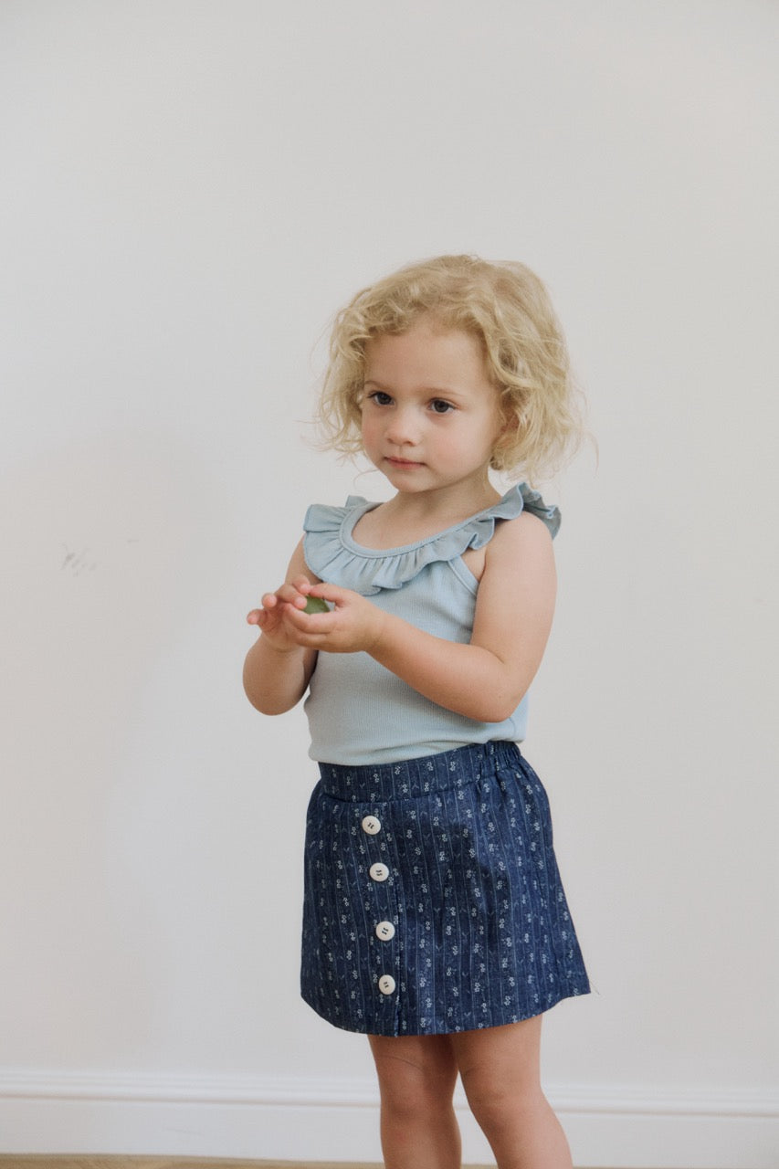 (予約) inné / floral denim shorts (indigo denim)