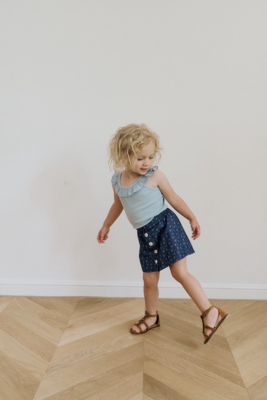 (予約) inné / floral denim shorts (indigo denim)