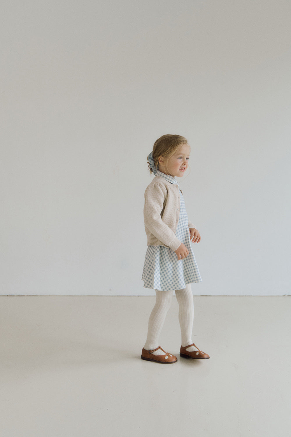 (予約) inné / Petal cotton ops - blue gingham