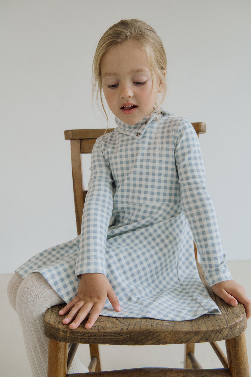 (予約) inné / Petal cotton ops - blue gingham
