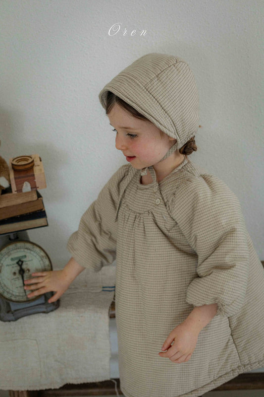 (予約) OREN / Baguette Check Padded Bonnet