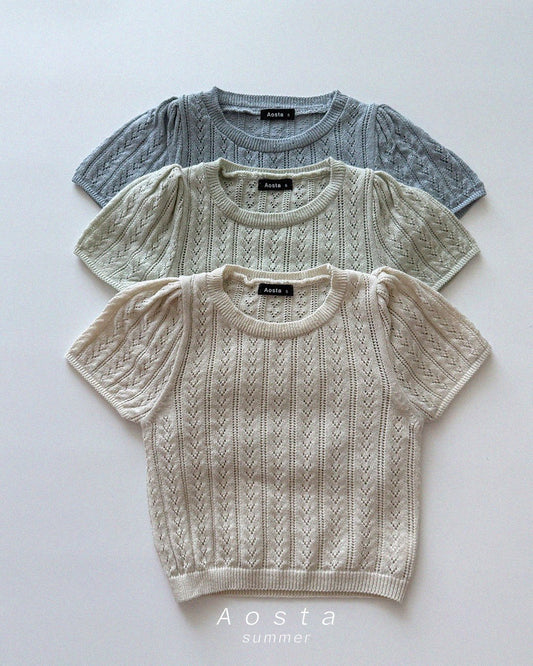 (予約) Aosta / Knit Eyelet T
