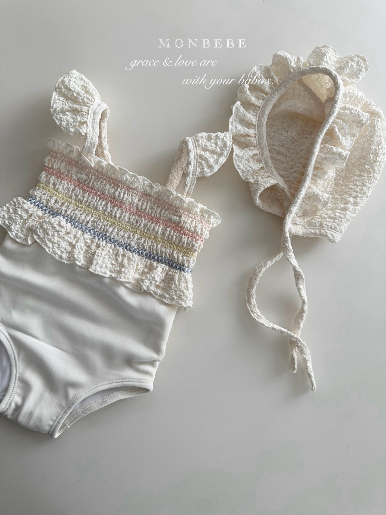 (予約) monbebe  /  Pinkle Swimsuit (with Bonnet)