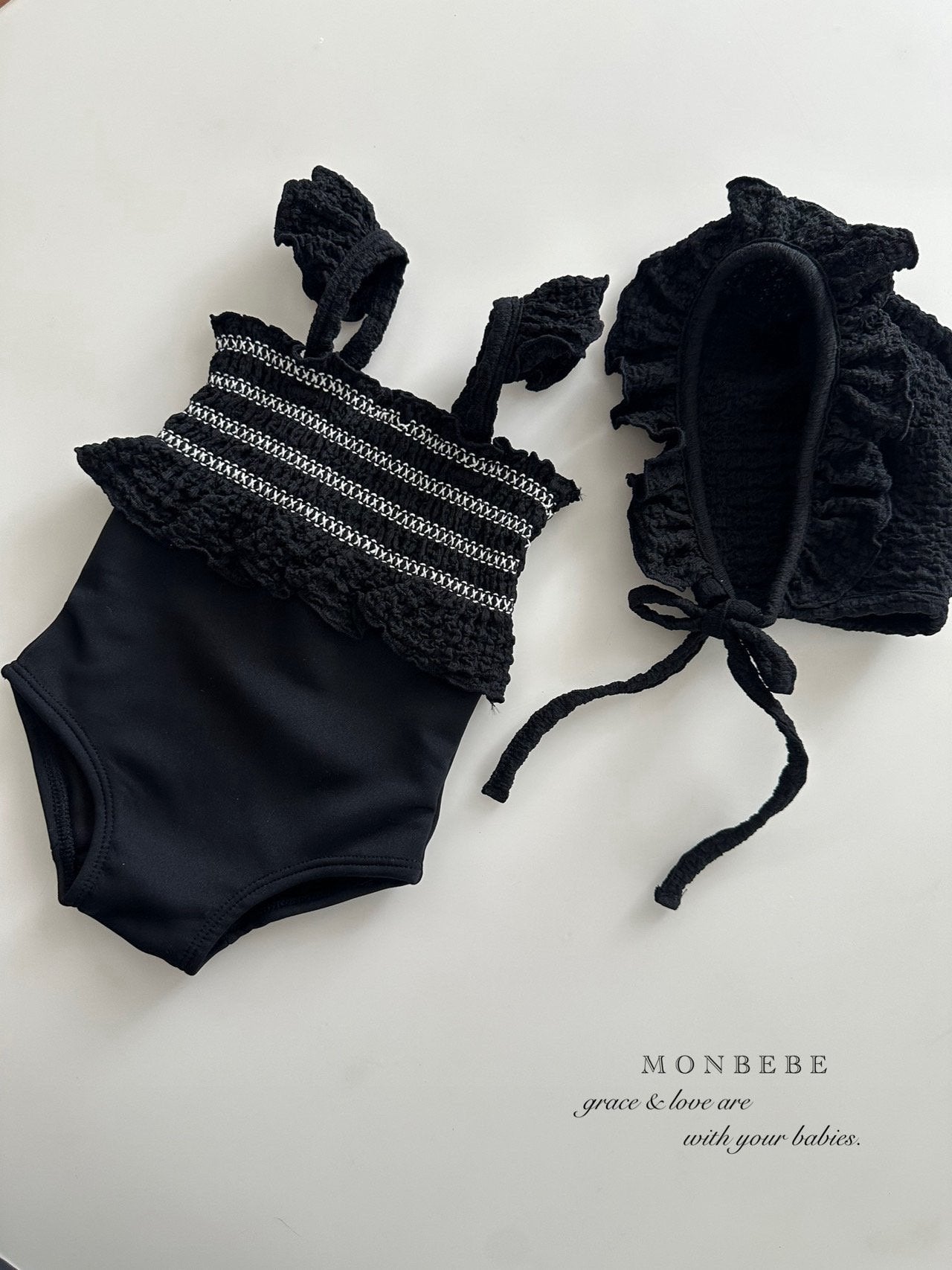 (予約) monbebe  /  Pinkle Swimsuit (with Bonnet)