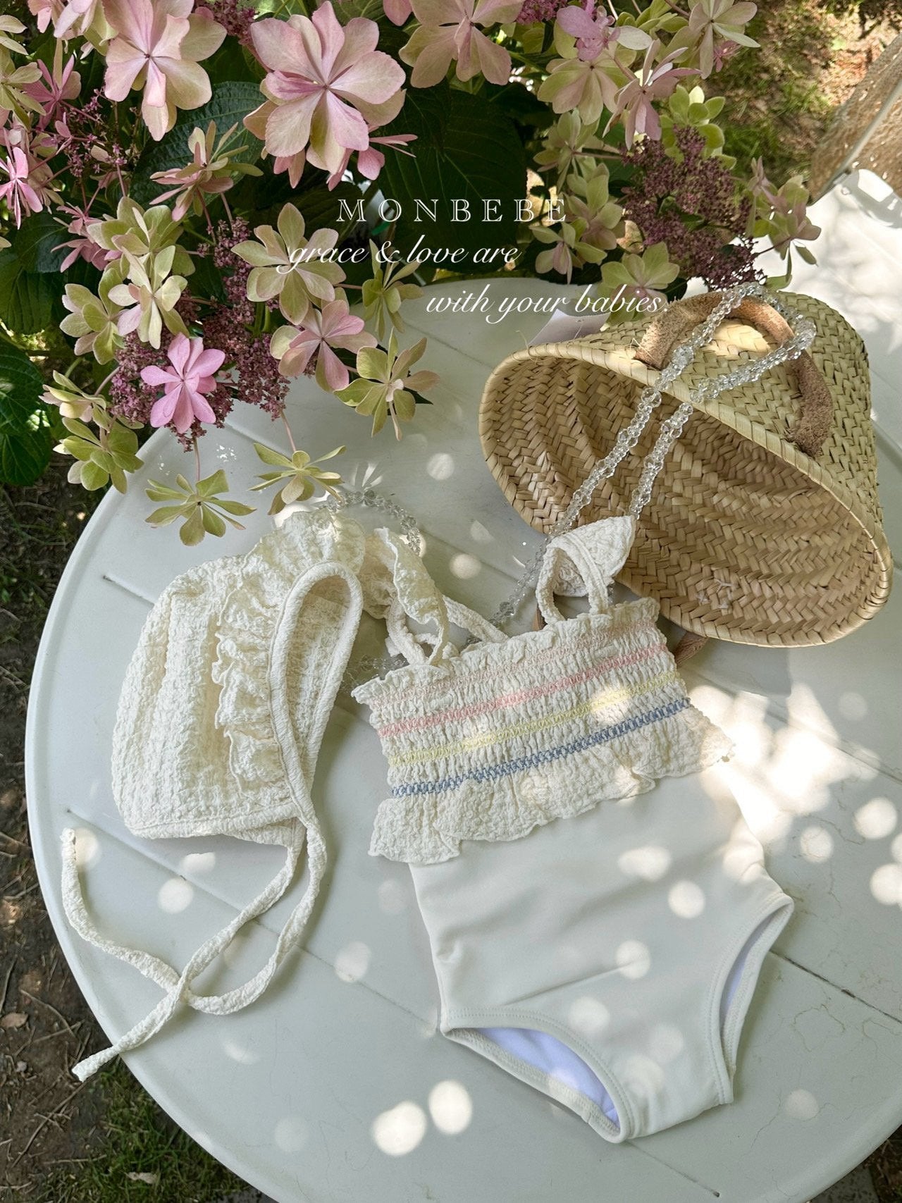 (予約) monbebe  /  Pinkle Swimsuit (with Bonnet)