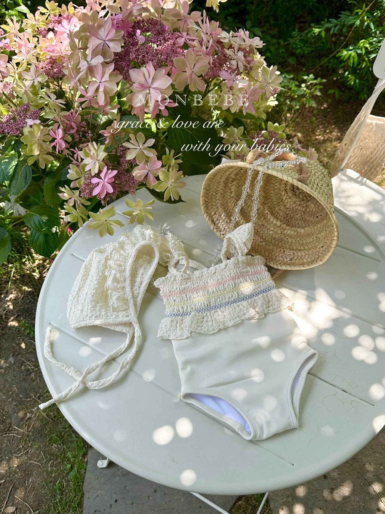 (予約) monbebe  /  Pinkle Swimsuit (with Bonnet)