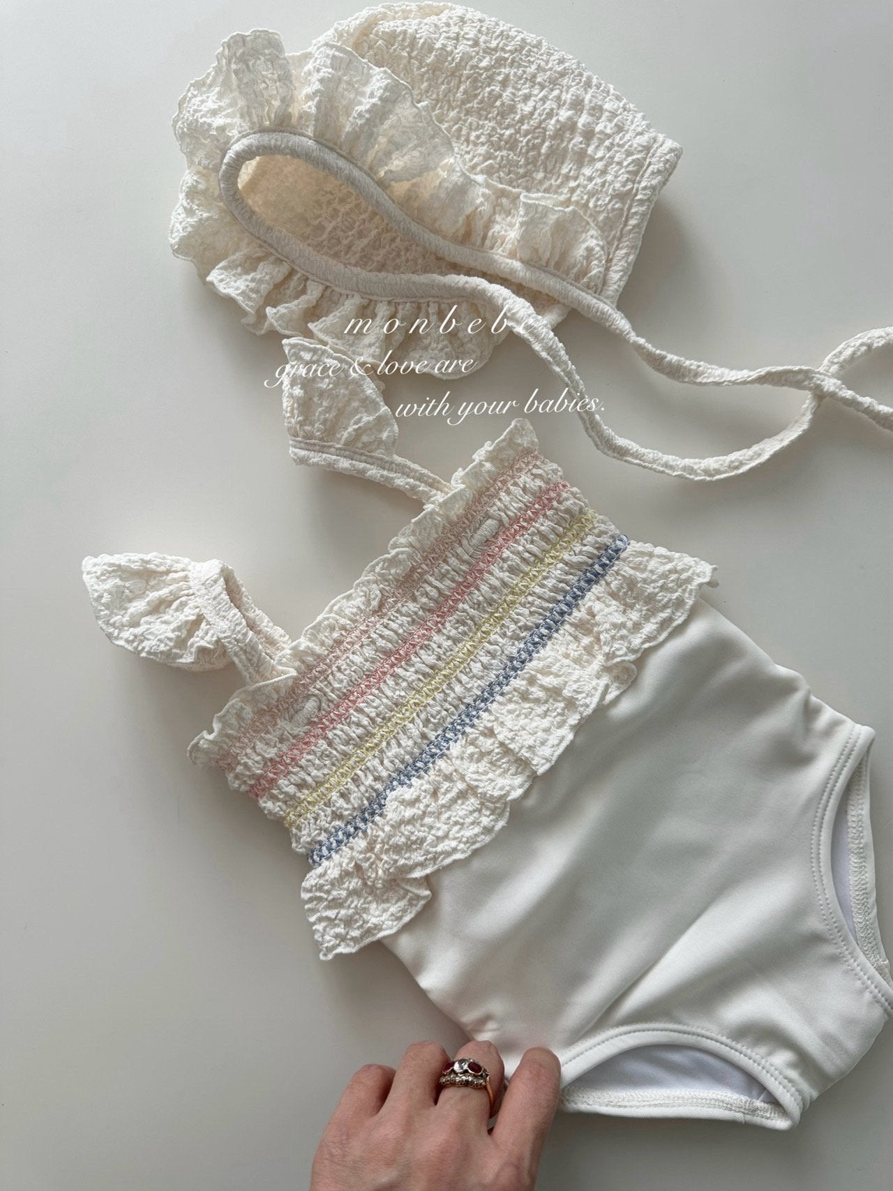 (予約) monbebe  /  Pinkle Swimsuit (with Bonnet)