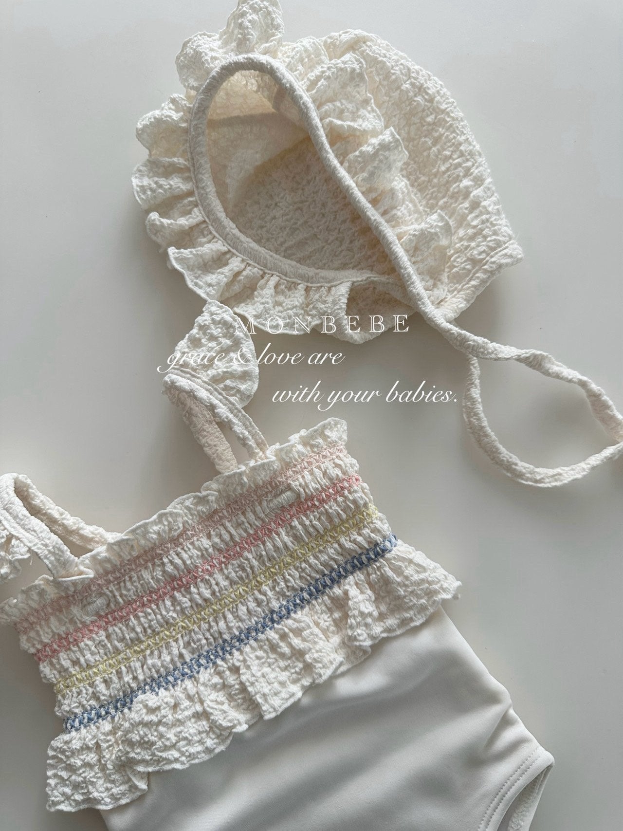 (予約) monbebe  /  Pinkle Swimsuit (with Bonnet)