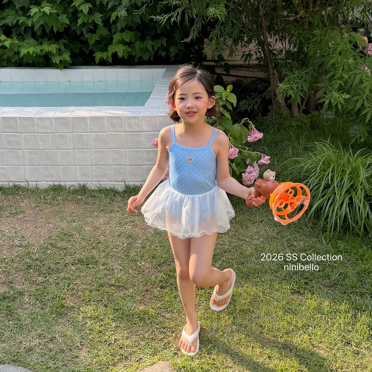 (予約) ninibello  / Candy Dot Swimwear (Bonnet Set)