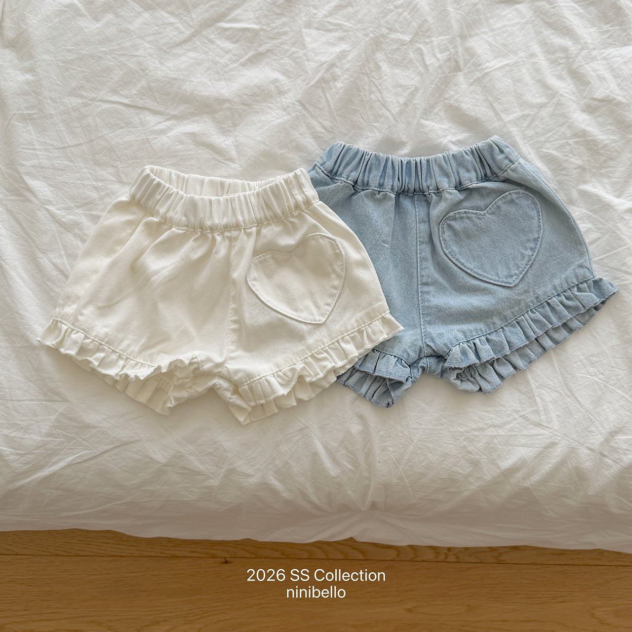 (予約) ninibello  / Heart Frill Denim Pants